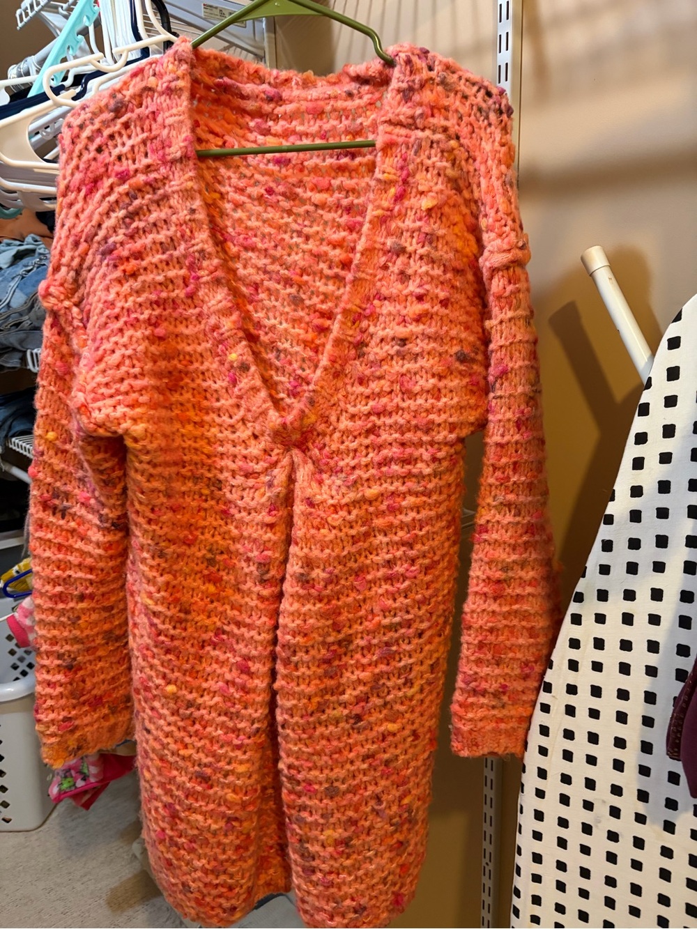 Free People Pink Orange Speckled Chunky Knit sweater /dress